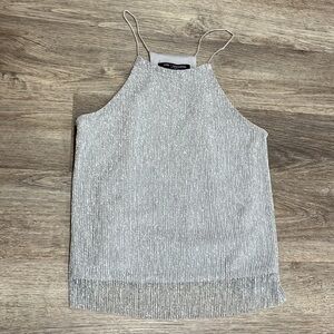 Women’s One Clothing Size Small Metallic Gray Thin Strap Tank Top Lined